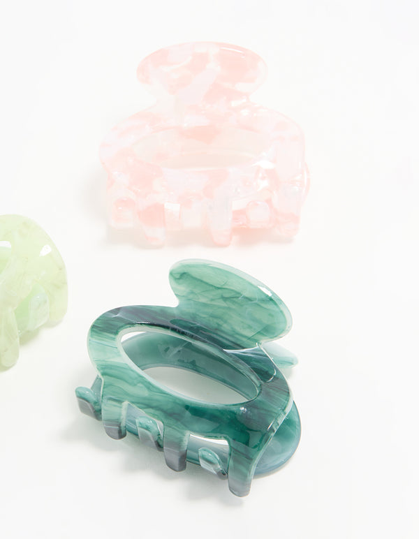Green & Pink Acrylic Oval Claw Clips 3-Pack
