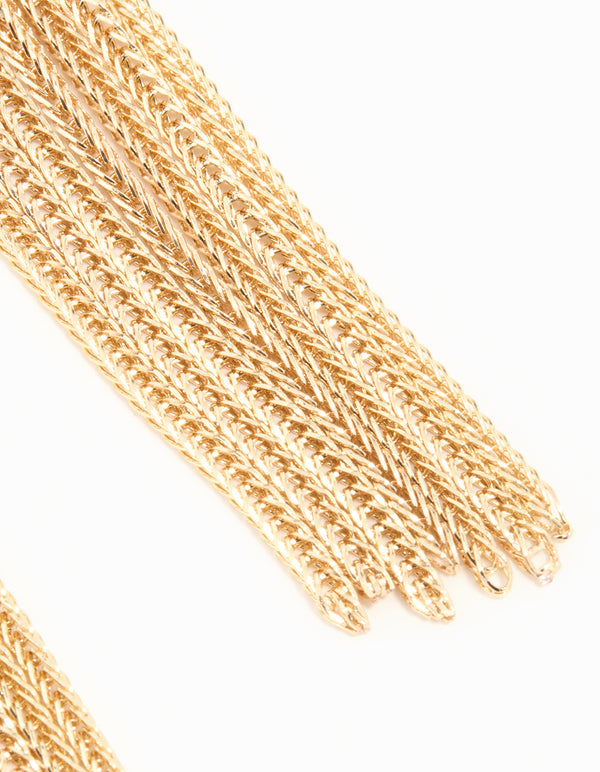Gold Shell & Tassel Chain Drop Earrings