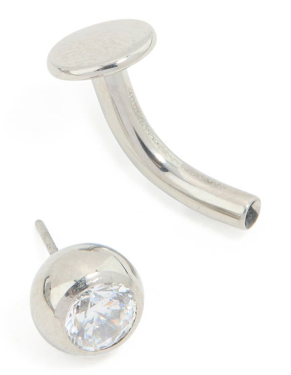 Surgical Steel Cubic Zirconia Single Belly Bar