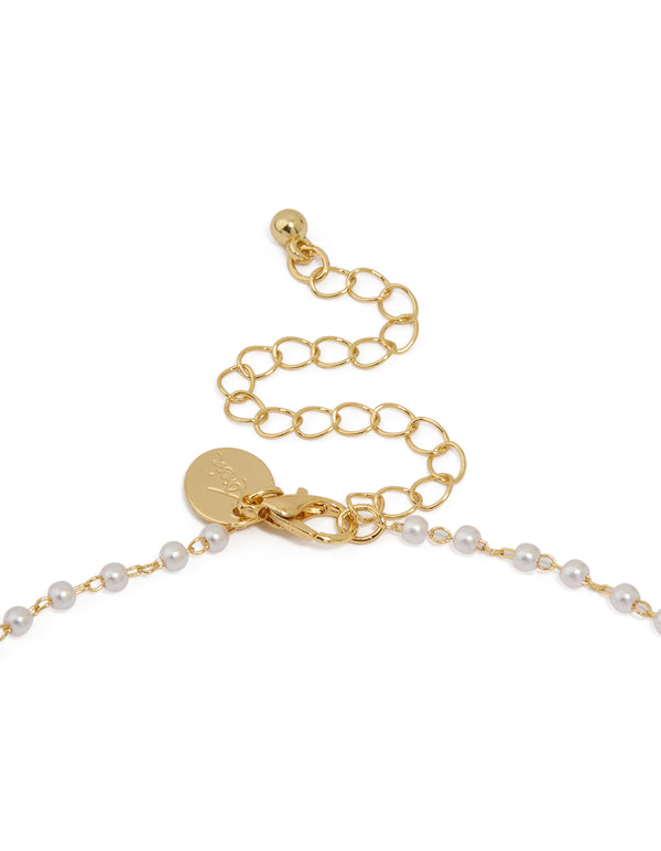 Gold Plated Pearl Letter E Necklace