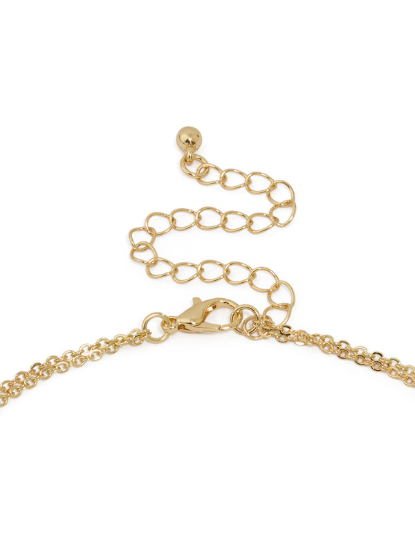 Gold Plated Cubic Zirconia Bezel Letter K Layered Necklace