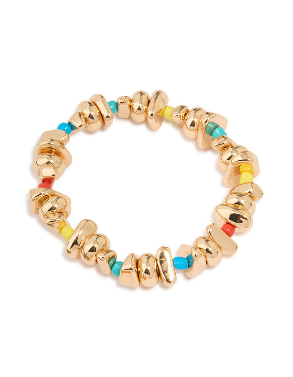 Multicoloured Chipped Beaded Stretch Bracelets 2-Pack