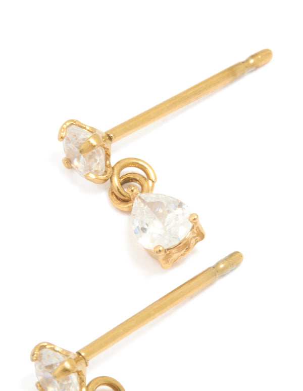 Gold Plated Surgical Steel Small Cubic Zirconia Drop Earrings