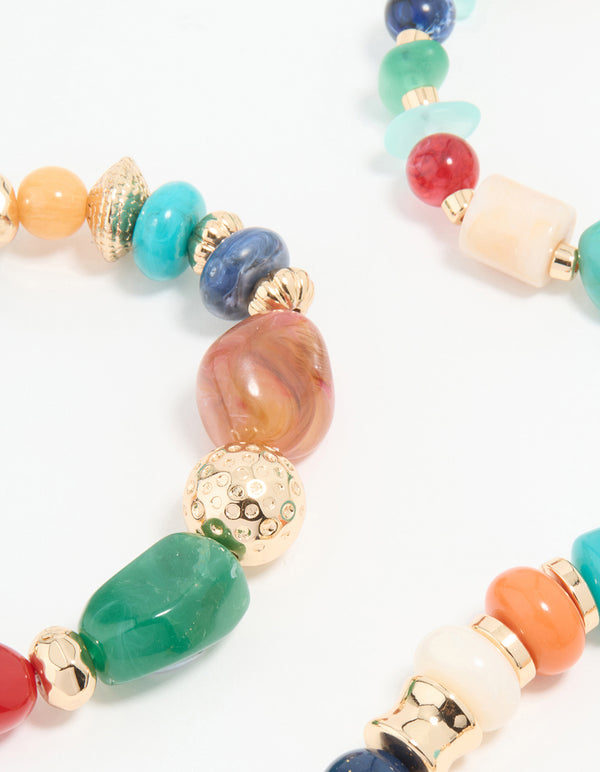 Multicoloured Acrylic Beaded Stretch Bracelets 3-Pack