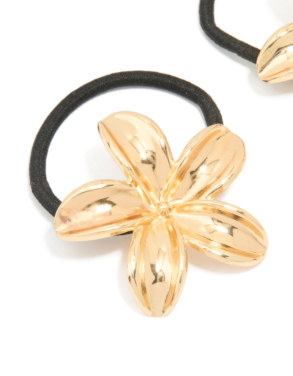 Gold Frangipani Flower Hair Ties 2-Pack