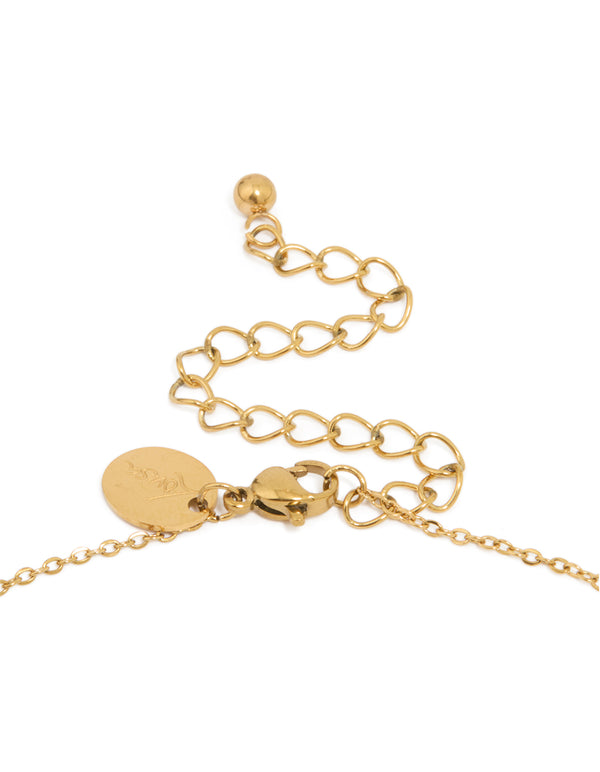 Waterproof Gold Plated Stainless Steel Mini Heart Letter K Necklace