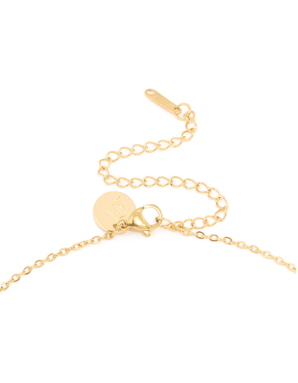 Waterproof Gold Plated Stainless Steel Cubic Zirconia Mini Pavé Letter M Necklace