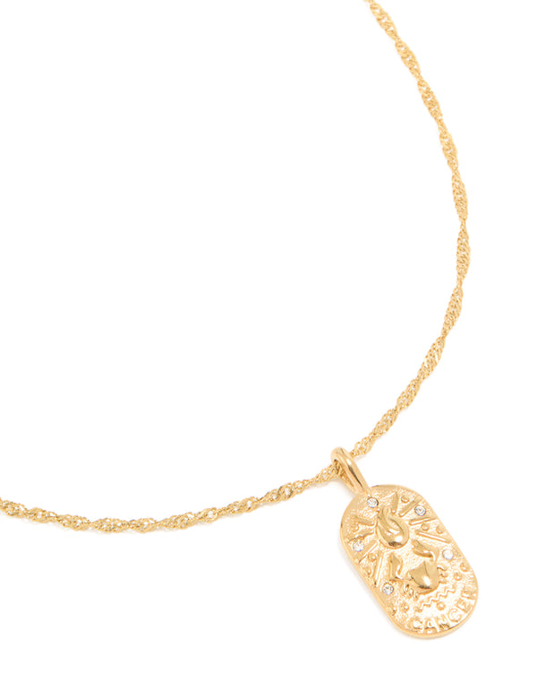 Waterproof Gold Plated Stainless Steel Cancer Tab Necklace