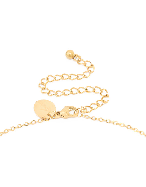 Discover the waterproof large bubble letter K dainty style necklace in gold plated stainless steel with initial pendant clasp detail view