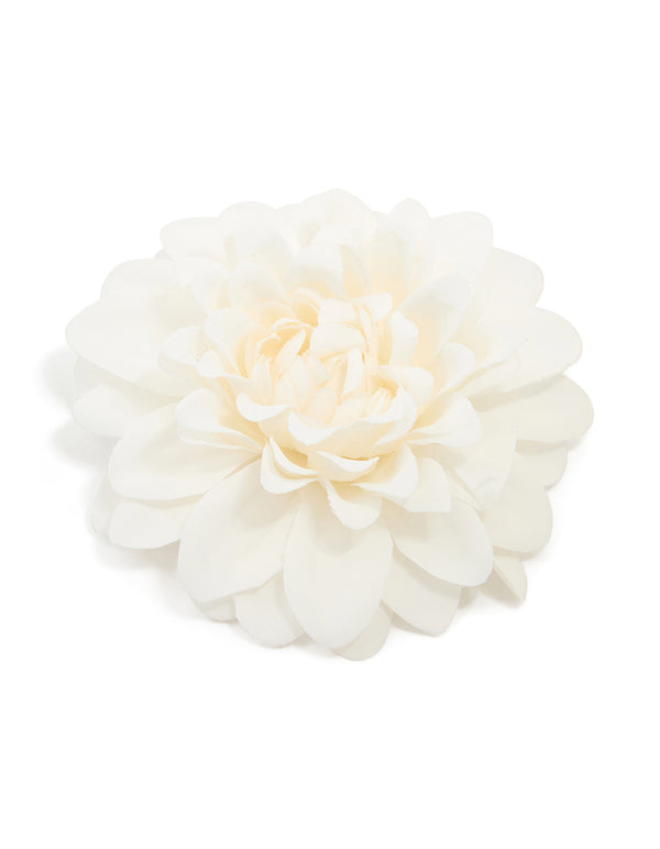 White Dahlia Flower Fabric Corsage
