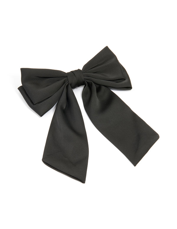 Black Fabric Medium Basic Bow Clip
