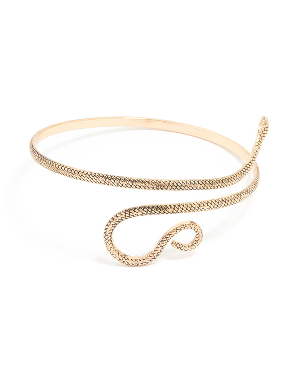 Gold Modern Snake Arm Cuff