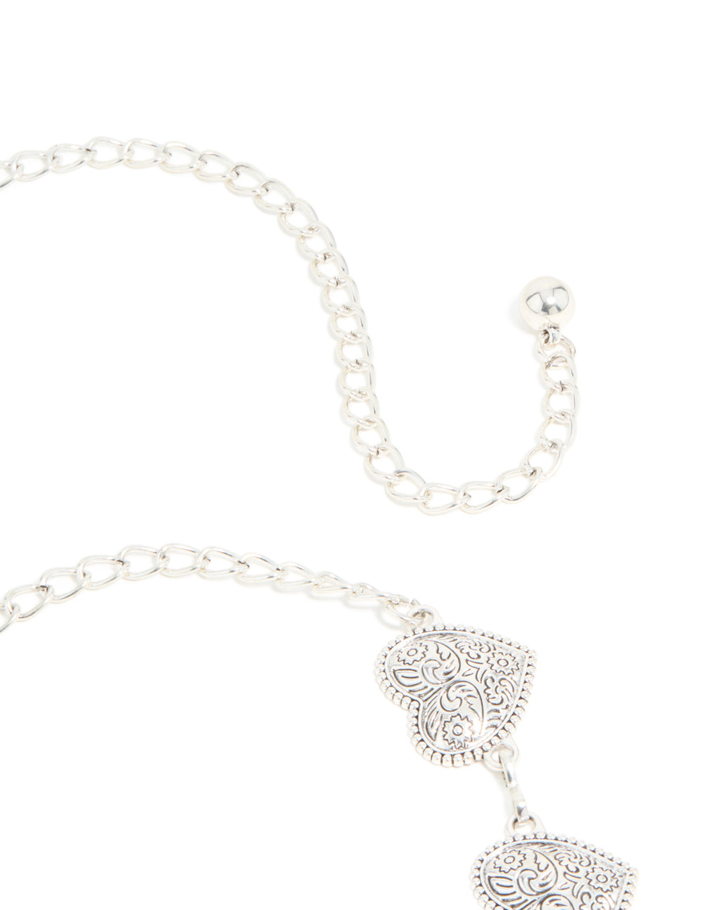 Crafted with embellished waisted silver heart western belt side view