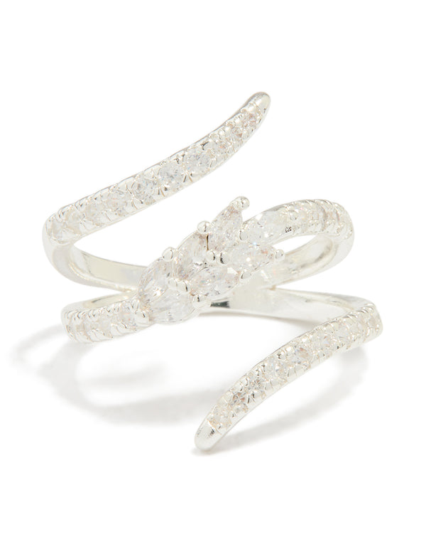 Silver Plated Cubic Zirconia Wrap Around Ring