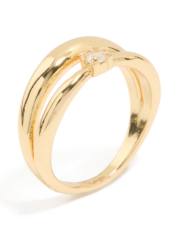 Gold Plated Cubic Zirconia Multirow Ring