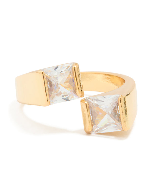 Gold Plated Cubic Zirconia Square Ring