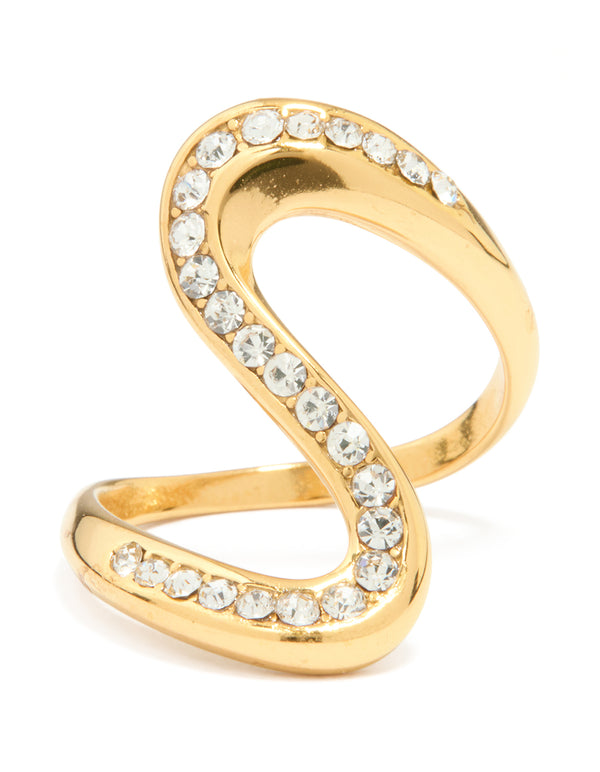 Waterproof Gold Plated Stainless Steel Swivel Stone Ring