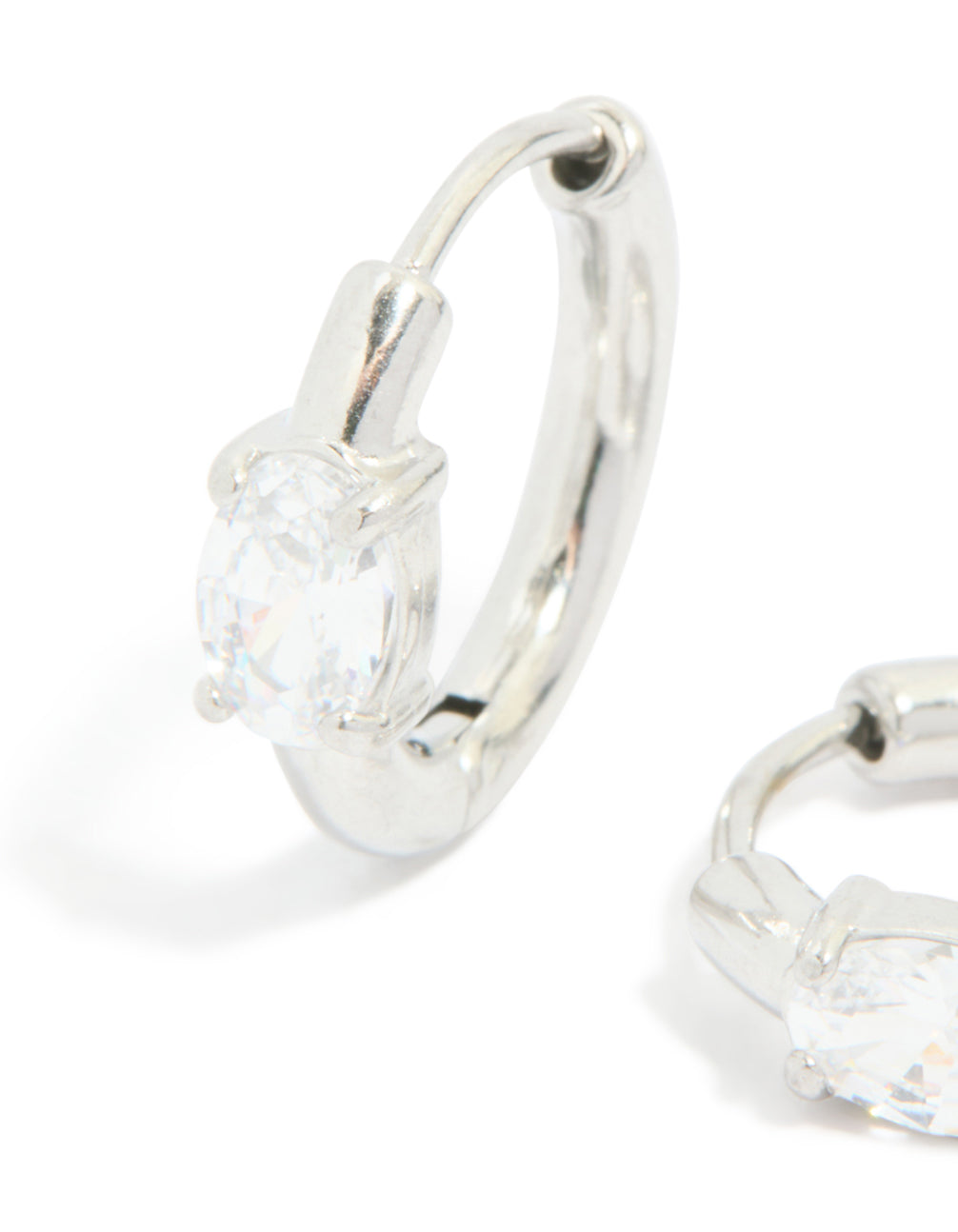 Stainless Steel Oval Prism Hoop Earrings
