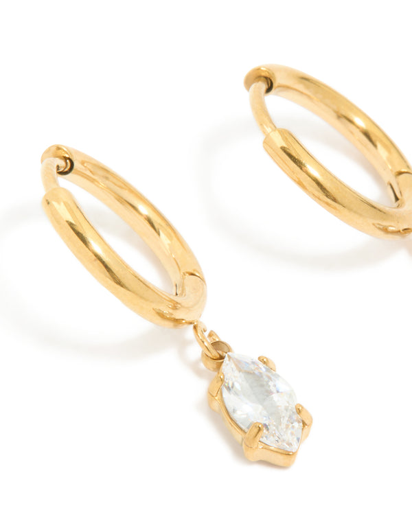Gold Plated Surgical Steel Drop Prism Hoop Earrings