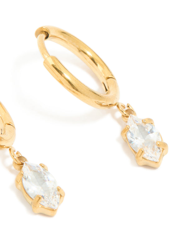 Gold Plated Surgical Steel Drop Prism Hoop Earrings