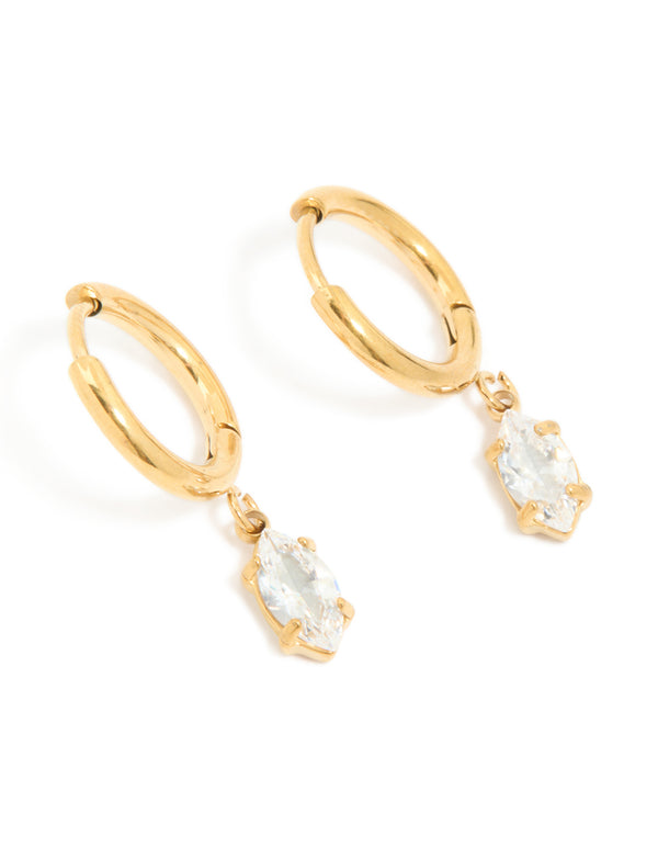Gold Plated Surgical Steel Drop Prism Hoop Earrings