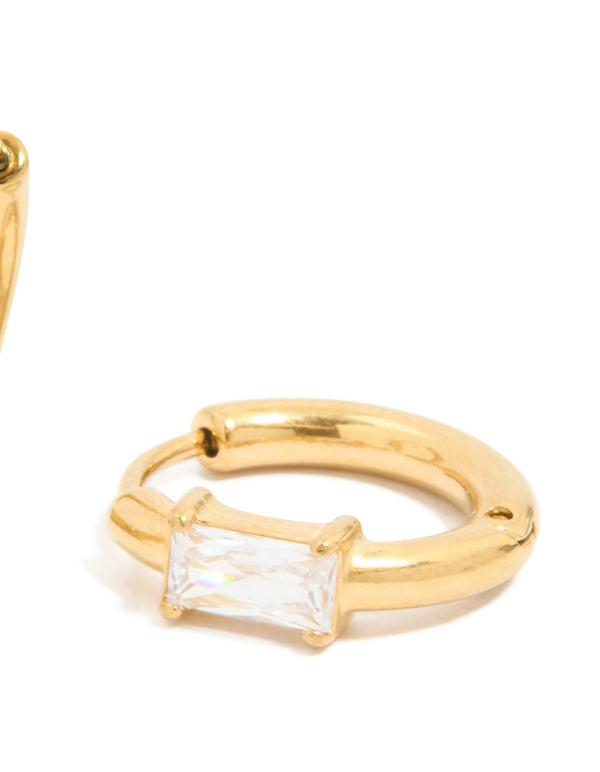 Gold Plated Surgical Steel Prism Hoop Earrings