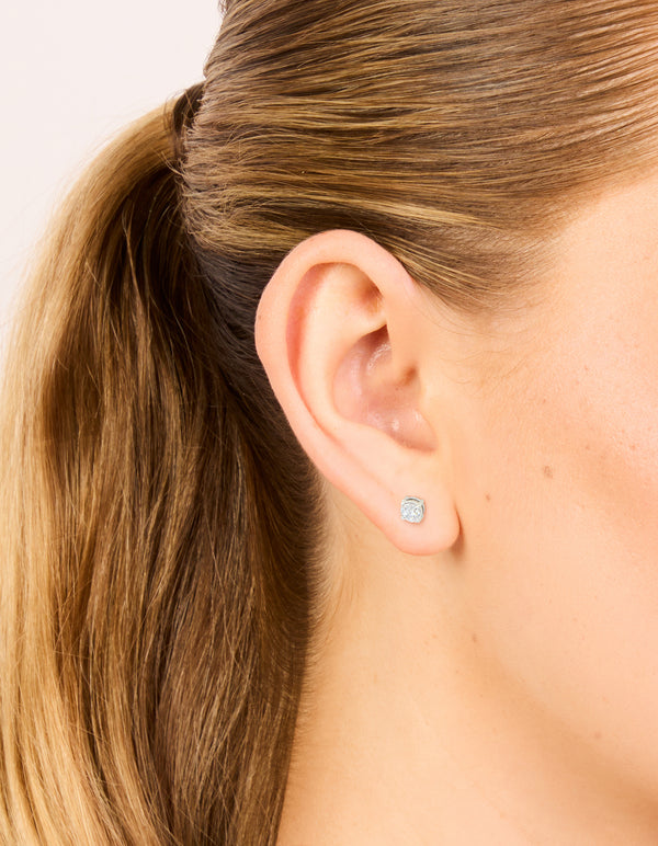 Stainless Steel 4mm Prism Stud Earrings