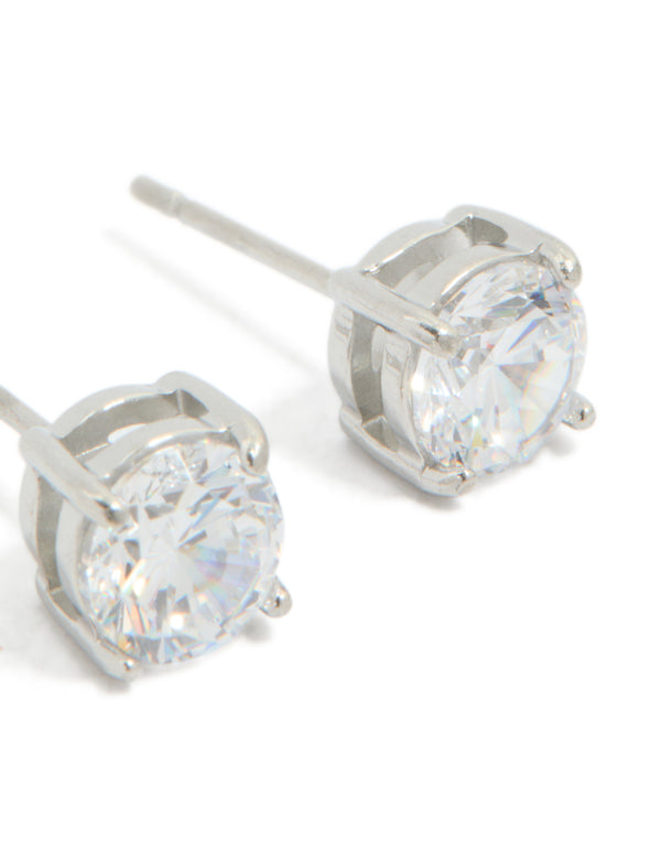 Stainless Steel 6mm Prism Stud Earrings