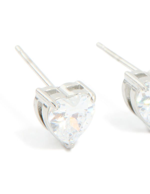 Stainless Steel Heart Prism Stud Earrings