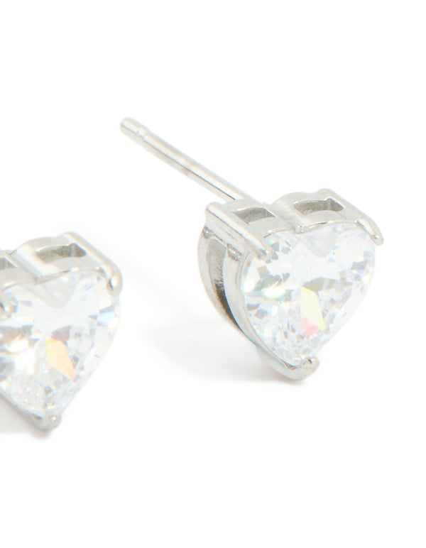 Stainless Steel Heart Prism Stud Earrings