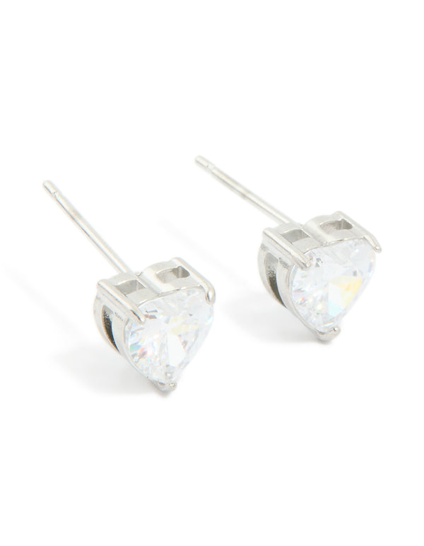 Stainless Steel Heart Prism Stud Earrings