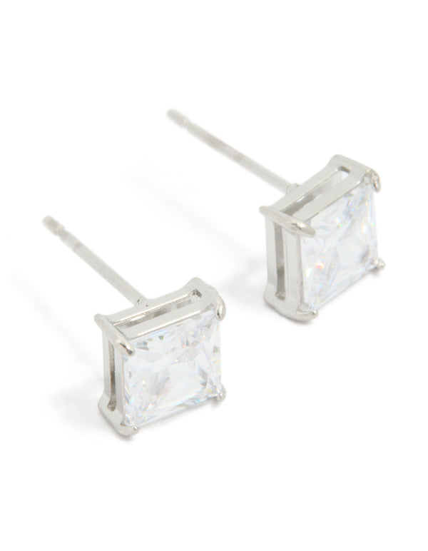 Stainless Steel 6mm Prism Square Stud Earrings