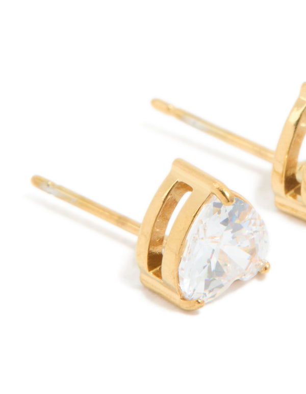 Gold Plated Surgical Steel Heart Prism Stud Earrings