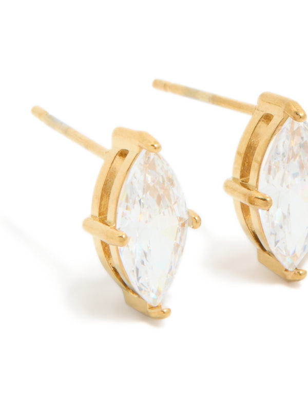 Gold Plated Surgical Steel 10MM Novelty Prism Stud Earrings