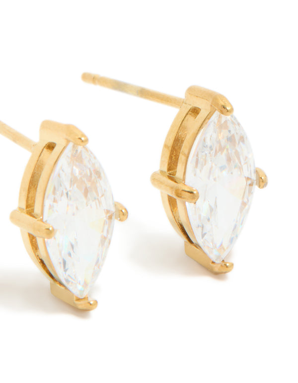 Gold Plated Surgical Steel 10MM Novelty Prism Stud Earrings