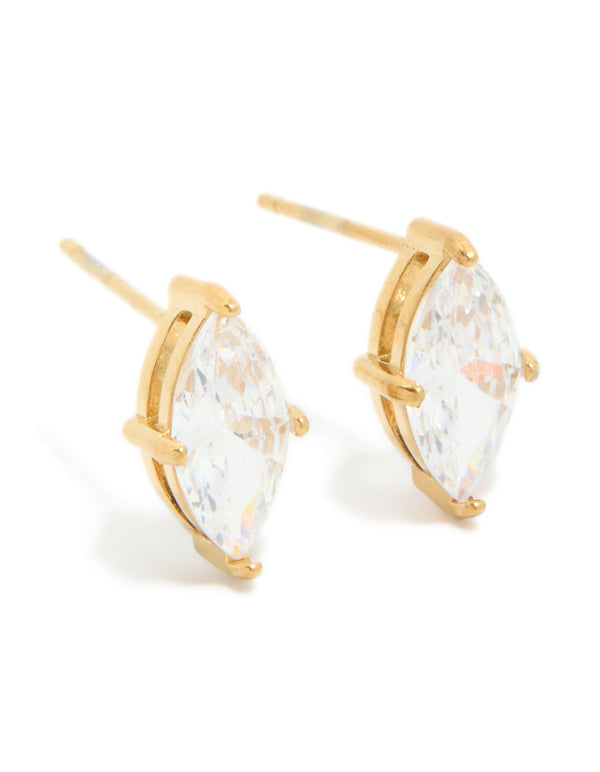 Gold Plated Surgical Steel 10MM Novelty Prism Stud Earrings
