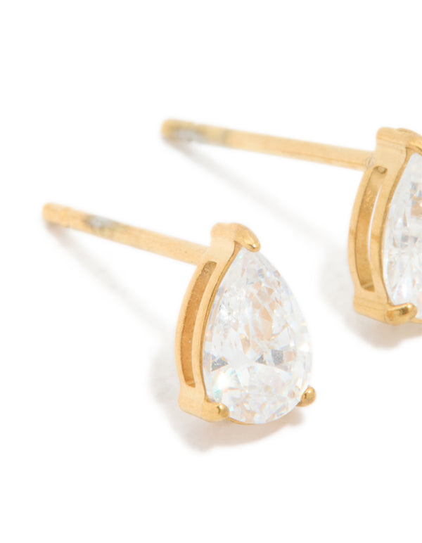 Gold Plated Surgical Steel 6mm Pearl Prism Stud Earrings