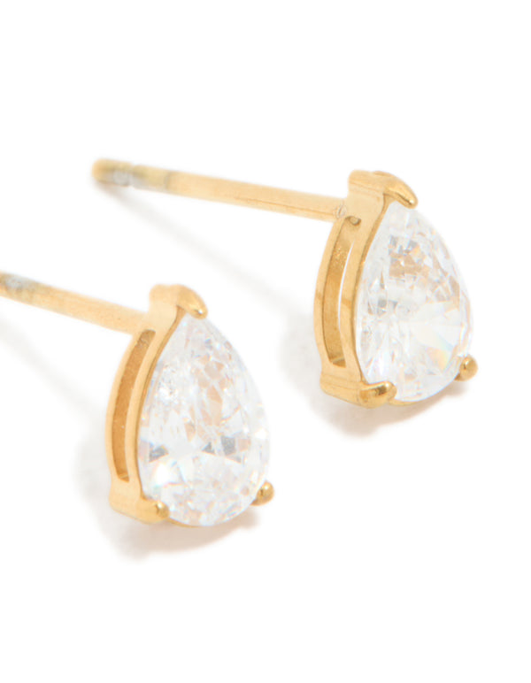 Gold Plated Surgical Steel 6mm Pearl Prism Stud Earrings