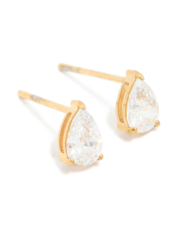 Gold Plated Surgical Steel 6mm Pearl Prism Stud Earrings