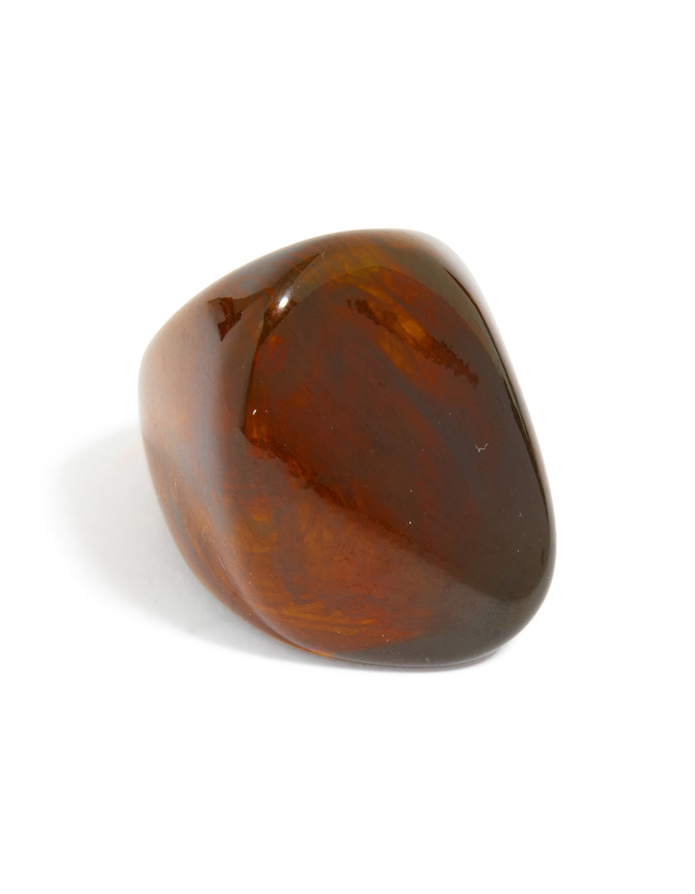 Crafted from dark brown acrylic, this large obtuse ring features chunky statement design side detail view