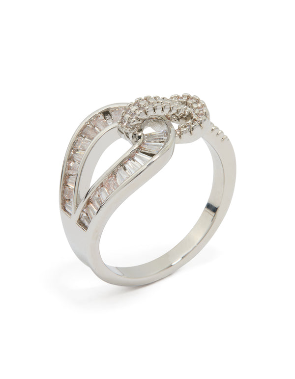 Silver Cubic Zirconia Knot Ring