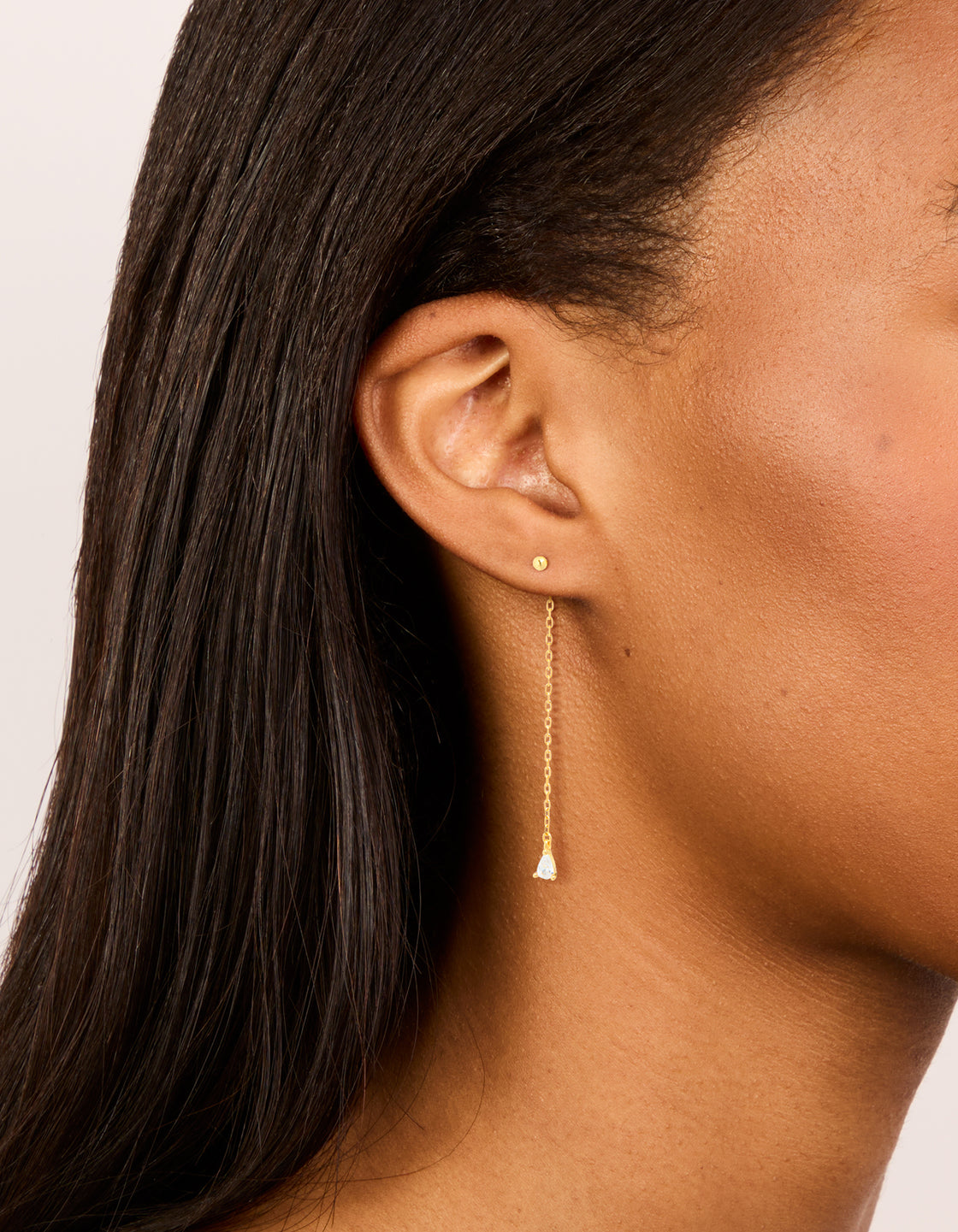 Gold Plated Sterling Silver Cubic Zirconia Chain Stud Earrings
