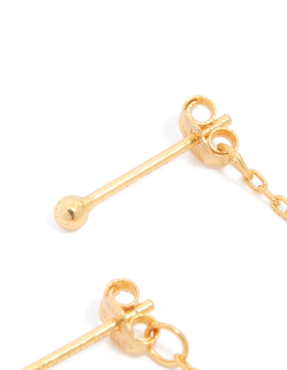 Gold Plated Sterling Silver Cubic Zirconia Chain Stud Earrings