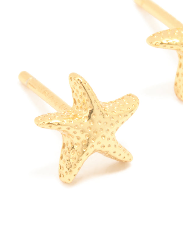 Gold Plated Sterling Silver Starfish Earrings