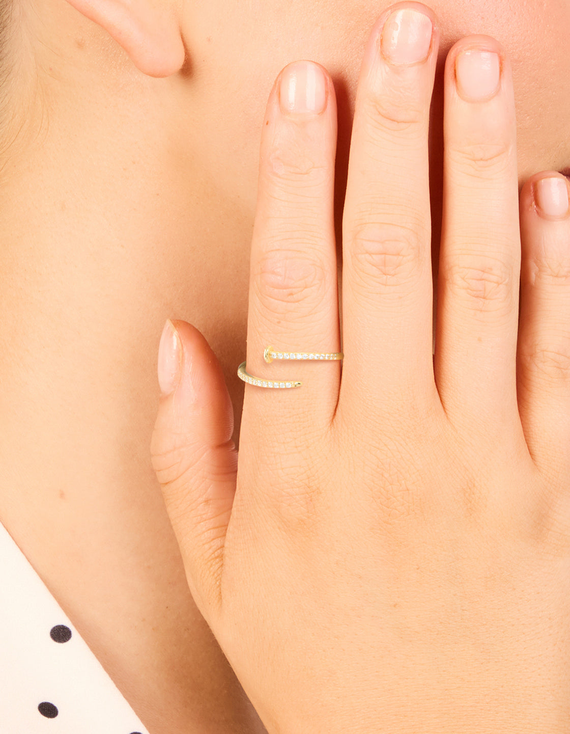 Gold Plated Sterling Silver Adjustable Nail Ring