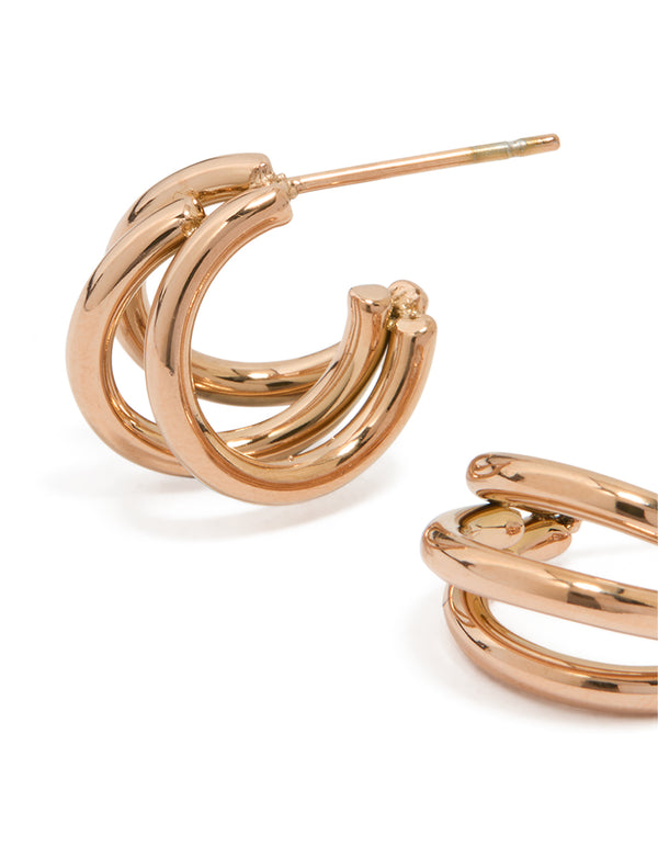Rose Gold Plated Surgical Steel Double Hoop Earrings