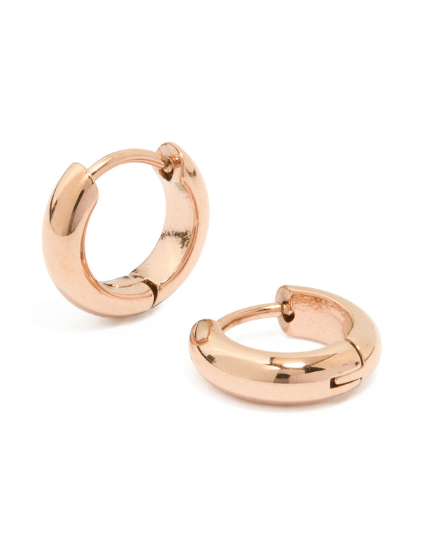 Rose Gold Plated Sterling Silver Chunky Huggie Stud Earrings