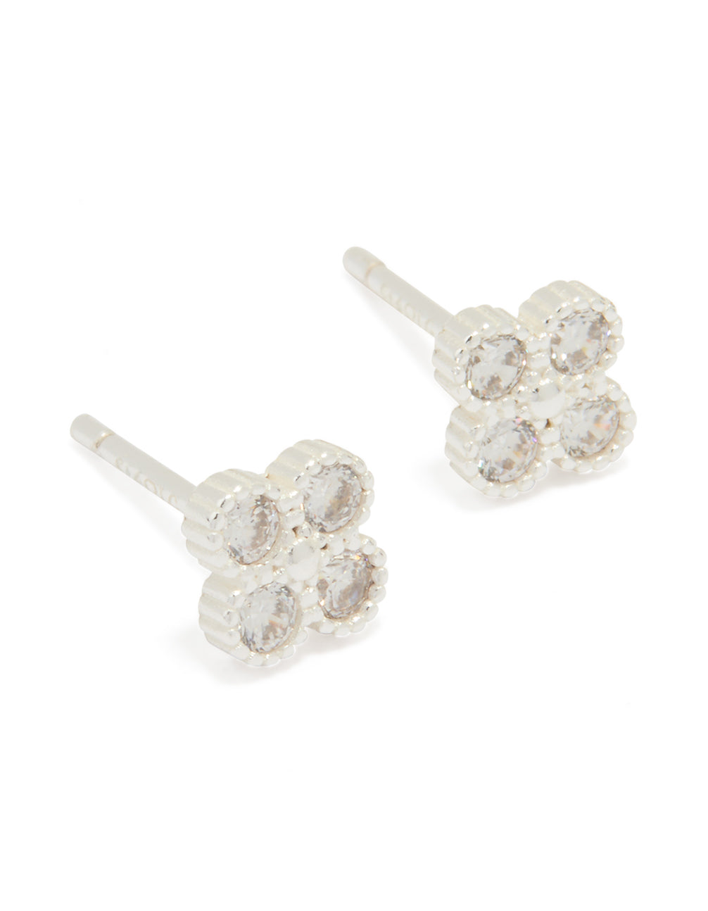 Sterling Silver Cubic Zirconia Mini Flower Stud Earrings