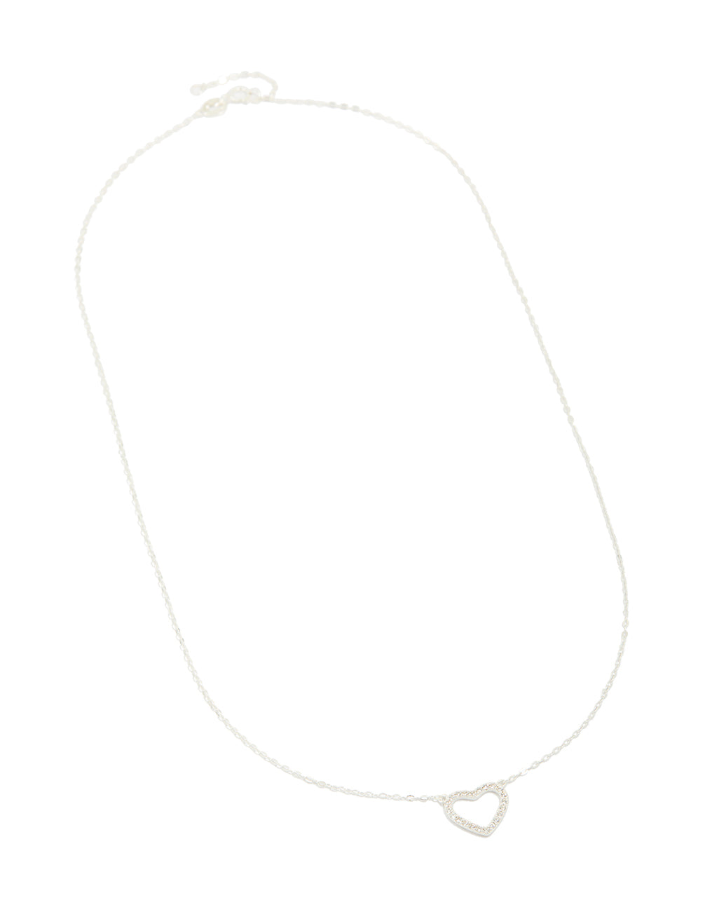 Sterling Silver Cubic Zirconia Pave Heart Necklace