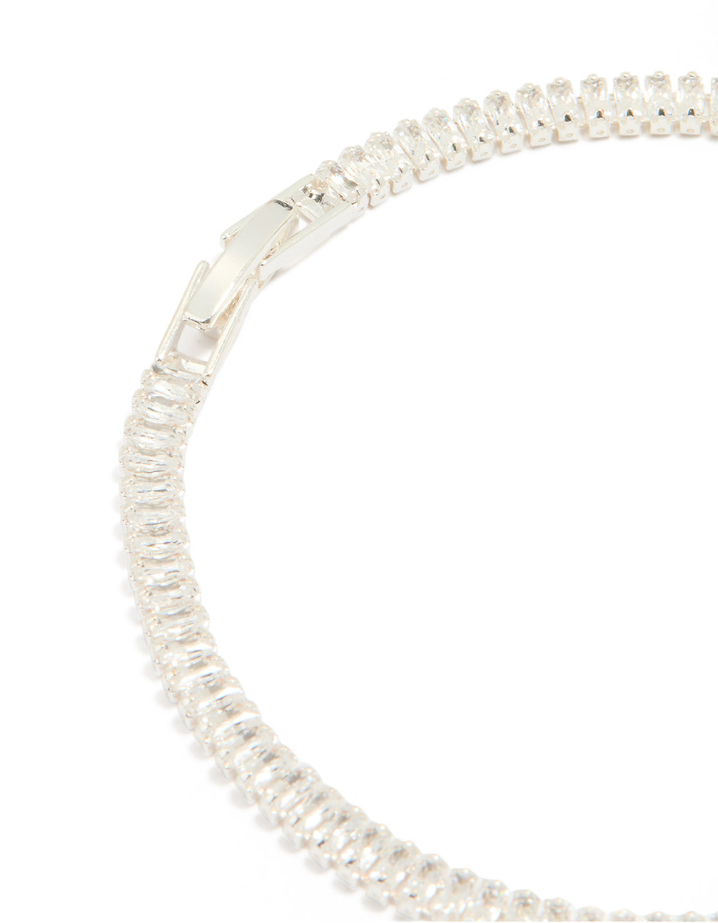 Silver Baguette Cubic Zirconia Tennis Bracelet